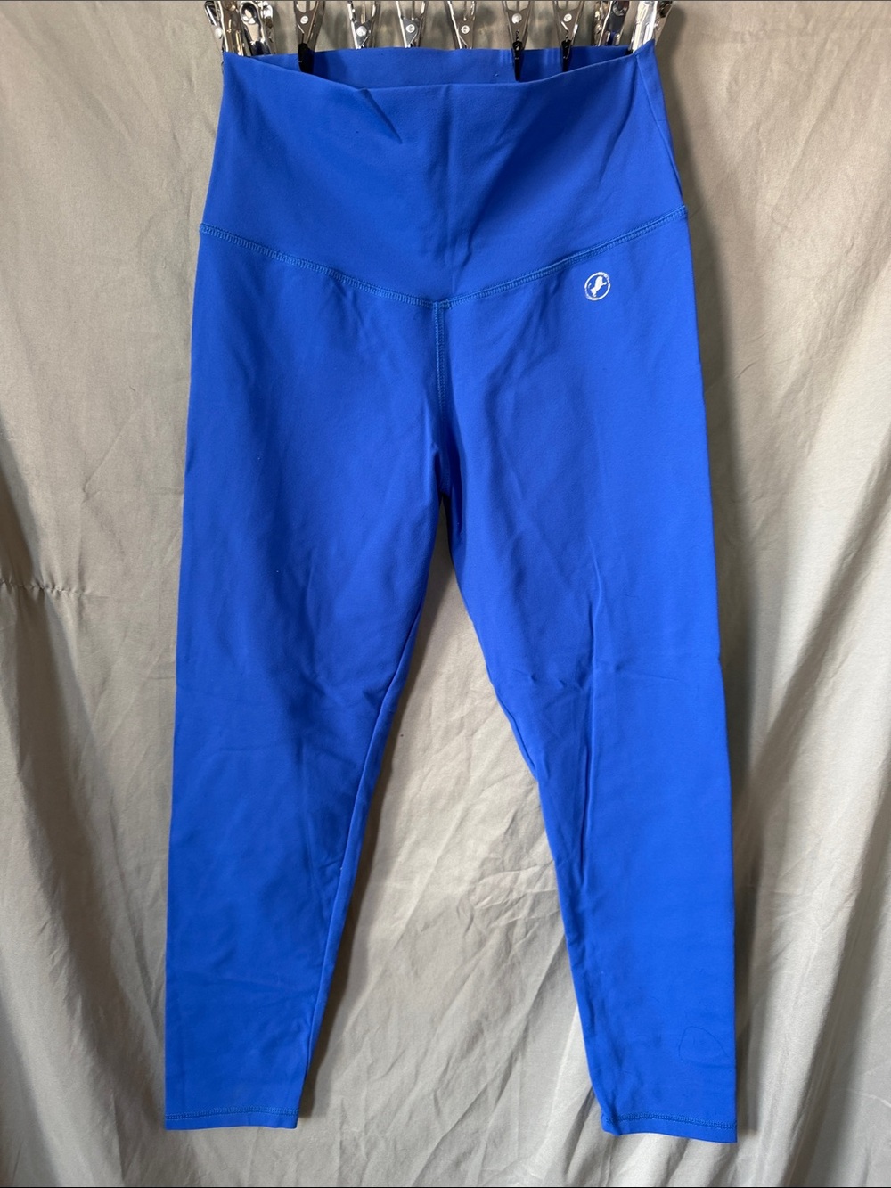 Blue High-Waist Active Leggings with Small Logo
